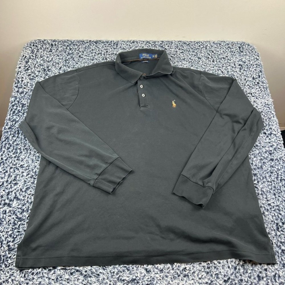 Polo Ralph Lauren Polo Shirt Mens Extra Large Black Classic Fit Pony Long Sleeve